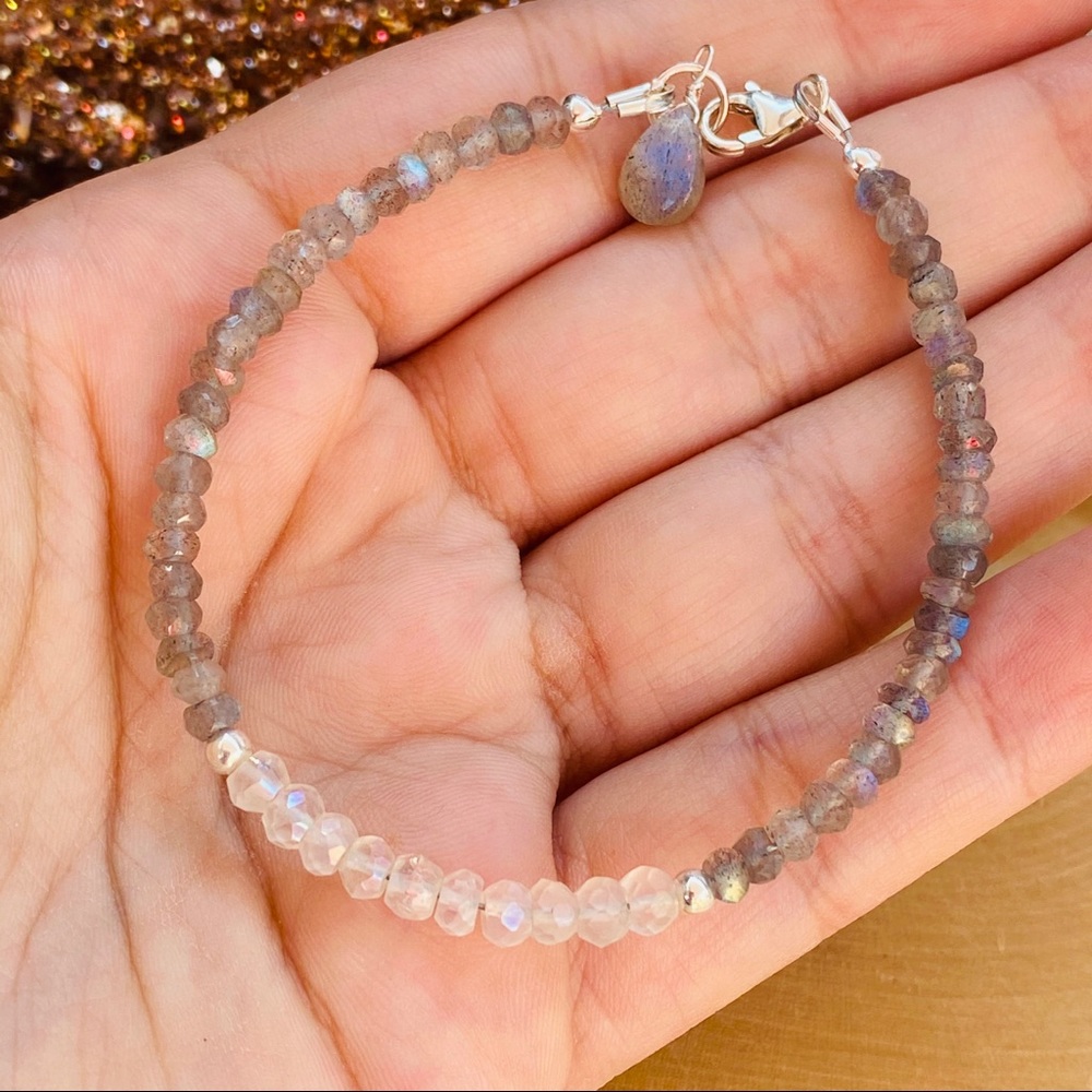 Moonstone & Labradorite Sterling Silver Bracelet - Picture 11 of 13